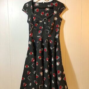 Hell bunny valentines hearts roses rockabilly vintage sweetheart midi dress S